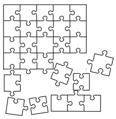 puzzle logic play game for kids drawing black and white illustration line icon on white background