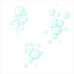 Air Bubbles. Balloons in the water. Soap Bubbles of different sizes. Vector illustration isolated on white background.