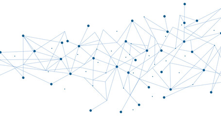 Obraz premium Blue network. Abstract connection on white background. Network technology background with dots and lines for desktop. Ai background. Modern abstract concept. Line background, network technology vector