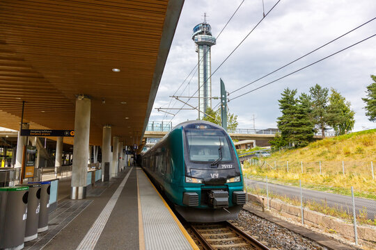 Stadler FLIRT regional train of VY at Oslo Lufthavn airport railway station in Norway