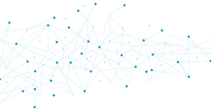 Blue network. Abstract connection on white background. Network technology background with dots and lines for desktop. Ai background. Modern abstract concept. Line background, network technology vector