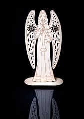 wooden figure woman minimal style. Leadership, empowerment concept.