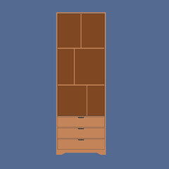 Cupboard or wardrobe and locker flat illustration 