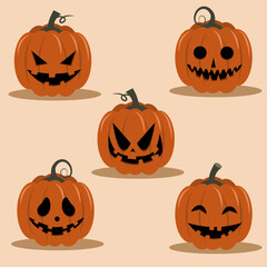 Hallowen pumpkin set and background 