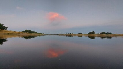 Pink cloud over the Elbe River