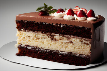 A delicious slice of cake. 