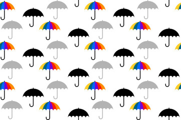 Seamless vector pattern made of umbrellas on white