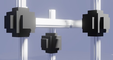 Abstract geometric shapes in design object background 3d render