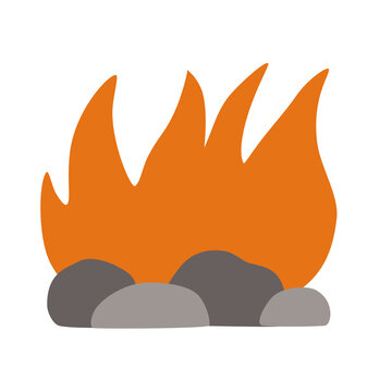 Fiery flame. Fires, hot ignition flame, flammable flame, thermal explosion hazard, flame energy concept. Logo Template vector cartoon icon.