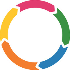 labels in the form of arrows pointing at each other in a looping infinite circular cycle - infographic diagram chart design with vector layout colors to fill with a concept, good for a business