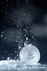 Luxury white christmas  ball on abstract background. Merry Christmas time concept
