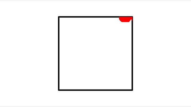 Draw square shape and fill red color automatic animation 4K.  kid learning project.  best for making presentation and drawing assignment for teachers and students .Best graphic 4K animation resources 