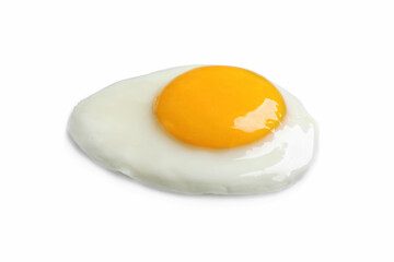 Tasty fried chicken egg isolated on white