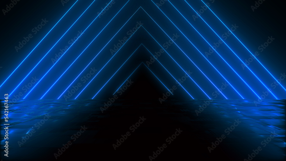 Poster abstract colorful background with bright neon rays and glowing lines. abstract tech futuristic backg