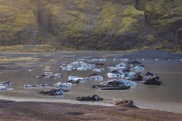 Landscape of the Sólheimajökull glacier (Iceland)