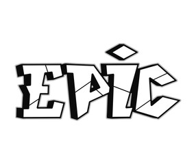 Epic word trippy psychedelic graffiti style letters.Vector hand drawn doodle cartoon logo epic illustration. Funny cool trippy letters, fashion, graffiti style print for t-shirt, poster concept