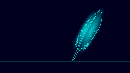 One line feather pen online education concept. E-learning training skill courses. Certificate student diploma sketch continuous line banner template vector illustration