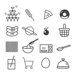 Food icon set isolated. Modern outline on white background for retail, grocery, restaurant