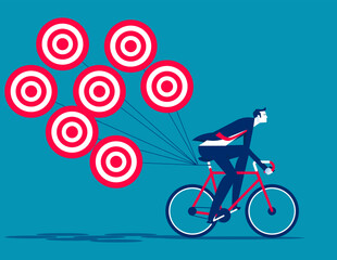 Fototapeta premium Tries to pull many target. Business success goal vector illustration