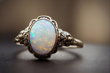 Opal golden ring close up engagement 