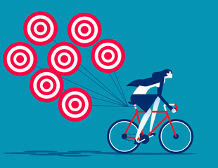 Fototapeta premium Tries to pull many target. Business success goal vector illustration