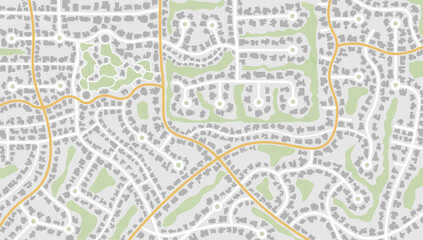 City top view. View from above the map buildings. Gps map navigation to own house. Detailed view of city. Decorative graphic tourist map. Abstract transportation background. Vector, illustration.