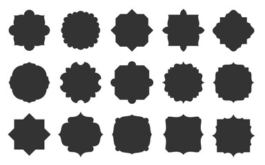 Decorative vintage blank frames. Abstract retro empty label set. Premium quality product, beverage sticker shapes. Old badge, logo template, package design. Invitation, certificate, postcard border