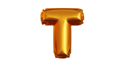 3d render illustration letter T made of gold balloon alphabet  font t