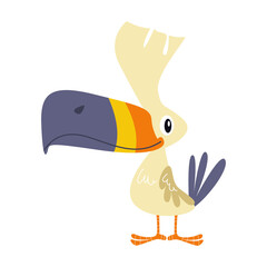 Clip art illustration of cute bird cartoon character for children.