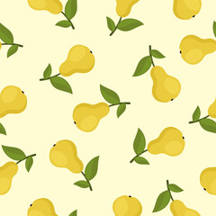 seamless pattern with yellow pears