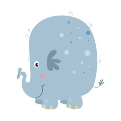 Clip art illustration of cute elephant cartoon character for children.
