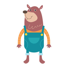 Clip art illustration of cute bear cartoon character for children.