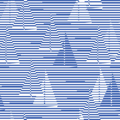 Sail boats in the sea. Stylized marine striped background. Seamless vector pattern.