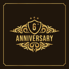 Collection of isolated anniversary logo numbers 1 to 1 million with ribbon vector illustration | Happy anniversary 6st