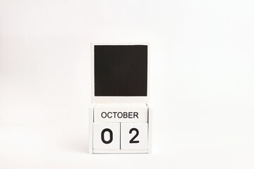 Calendar with the date October 2 and a place for designers. Illustration for an event of a certain date.