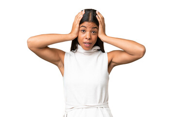 Fototapeta premium Young African american woman over isolated background doing nervous gesture