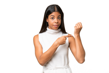 Young African american woman over isolated background making the gesture of being late