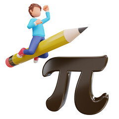 3d pi day illustration with cute boys