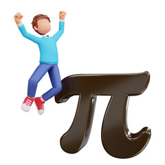 3d pi day illustration with cute boys