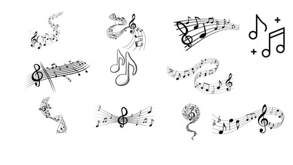 Fototapeta na wymiar vector music instrument note icon collection 