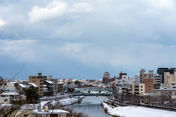 雪の金沢・犀川大橋