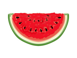 Watermelon, slice, half, color picture, on a transparent background, for design and printing
