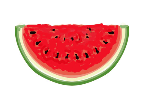Watermelon, slice, half, color picture, on a transparent background, for design and printing