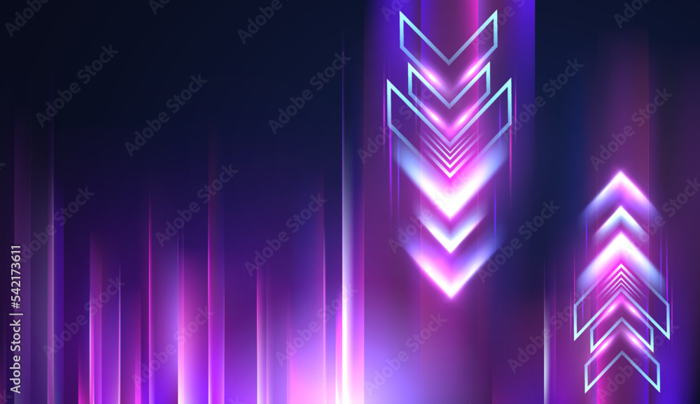 Poster dynamic abstract background with glowing effects and arrows moving from top to bottom. high speed da
