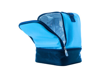 Blue bag. Camping freezer, cooler box for cold lunch food isolat