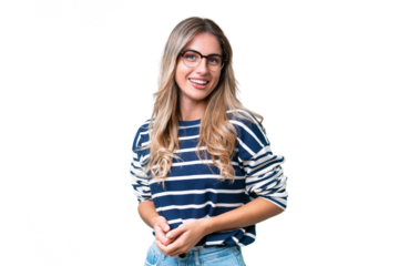 Young Uruguayan woman over isolated background laughing