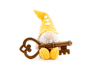 image of wool toy key white background