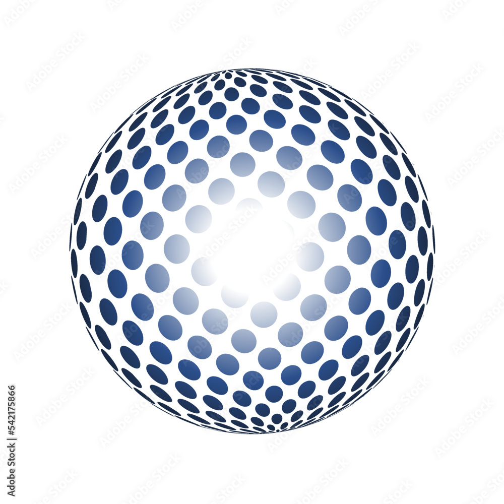 Poster blue lit digital globe design vector with bright spotted patterned surface - isolated on white backg