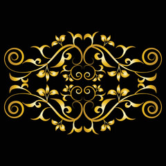 Fototapeta na wymiar Decorative frame Elegant vector element for design in Eastern style, place for text. Beautiful floral golden border. Lace illustration for invitations, greeting cards and T Shirt design.