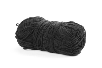 Black woolen threads. A skein of thread. Closeup. Isolated on a white background